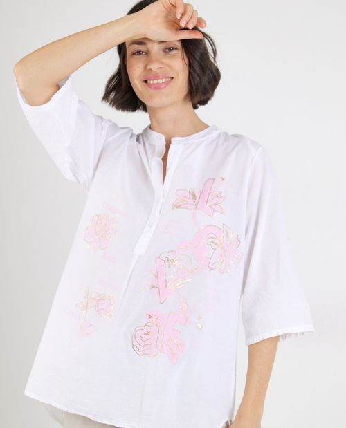 Longbluse in Weiß aus...