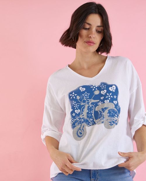 Oversized Bluse in Weiß aus...