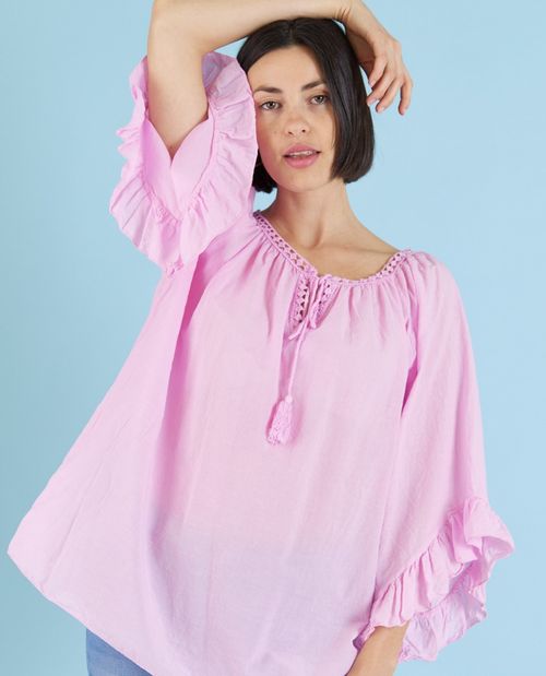 Carmenbluse in Rosa aus...