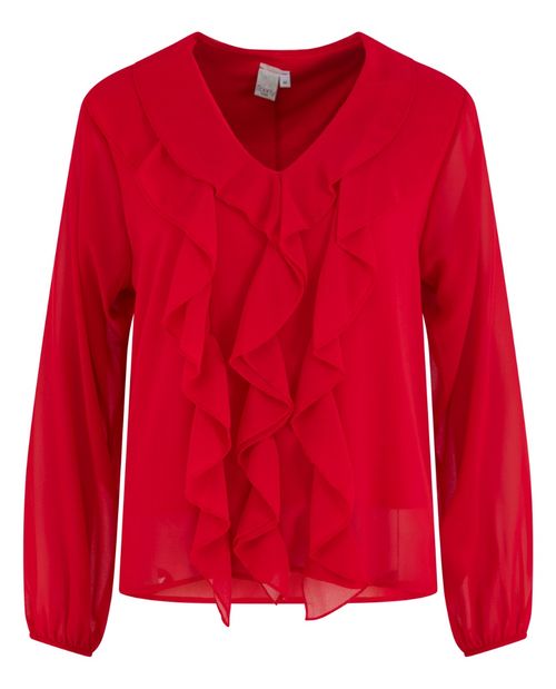 Bluse in Rot mit Rüschen