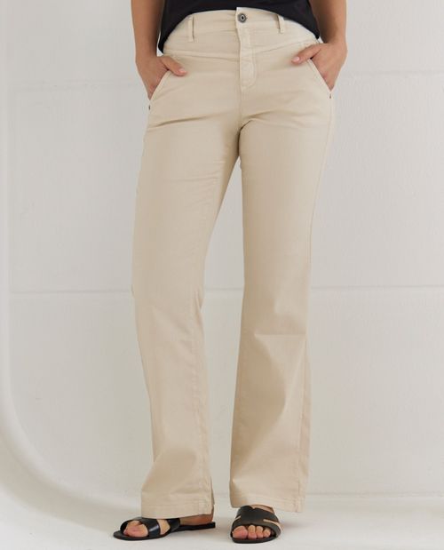 Hose in Beige mit weitem Bein