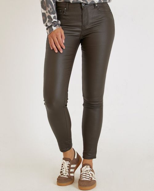 Beschichtete Hose in Braun -...