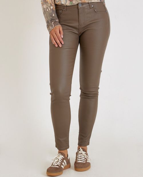 Beschichtete Hose in Taupe -...