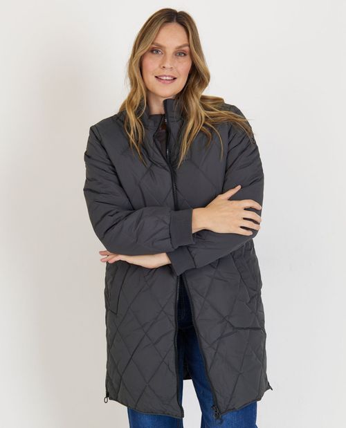 Lange Steppjacke in Anthrazit...