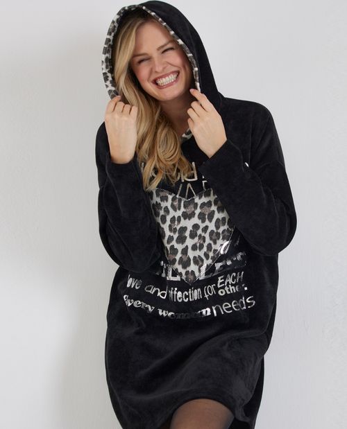 Hoodie Kleid in Cord Optik