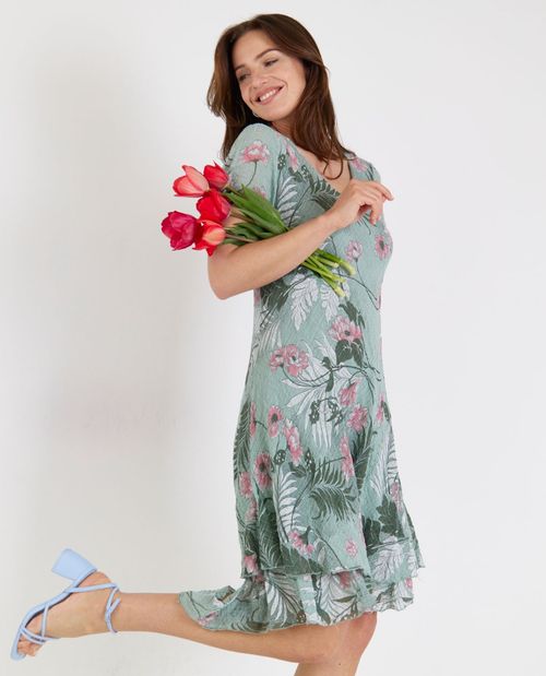 Grünes Kleid aus Baumwollmix...