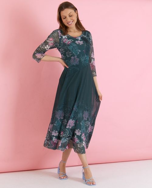 Maxikleid in Grün aus Mesh