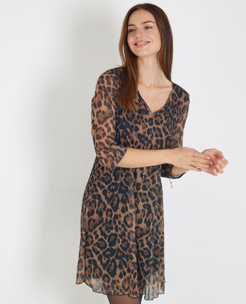 Plisseekleid mit Leo-Print