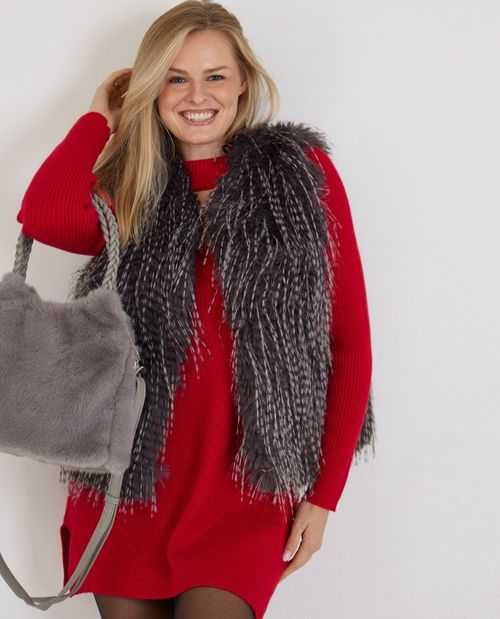 Strickkleid in Rot mit Cut-Out