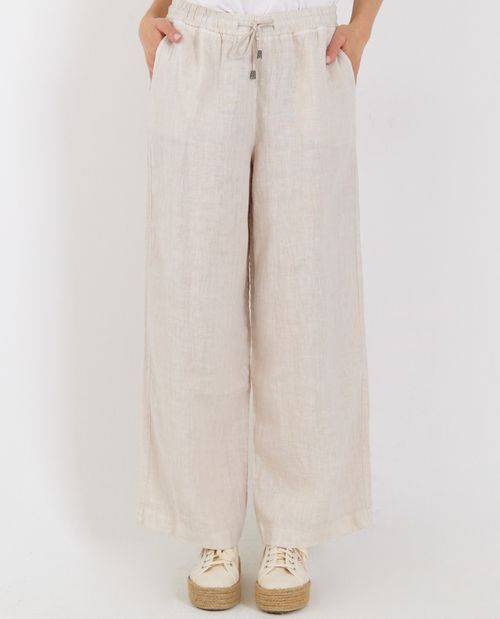 Leinenhose in Beige mit...