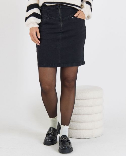 Schwarzer Jeansrock mit Zipper