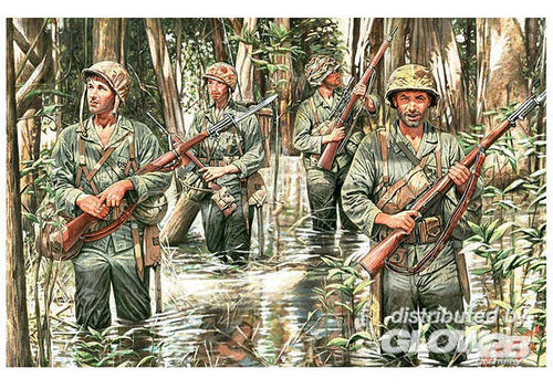 U.S. Marines in jungle, WWII...