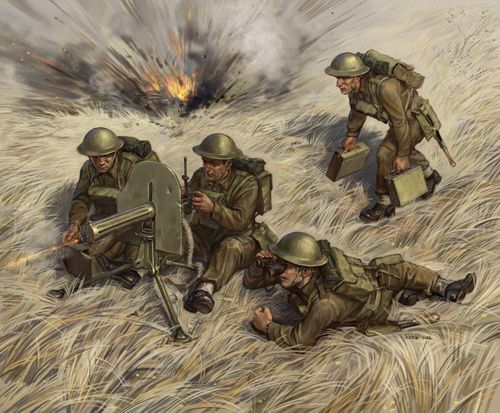 Brit.Maschinengewehr m.Crew...