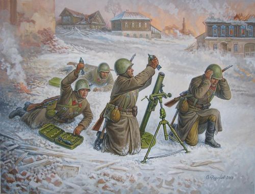 Soviet.82-mm Mörser m.Crew...