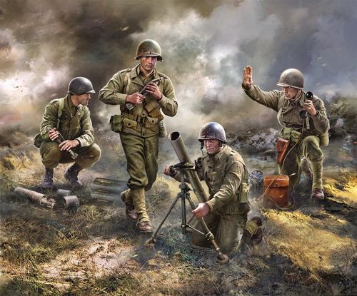 US 81 mm Mörser mit Besatzung