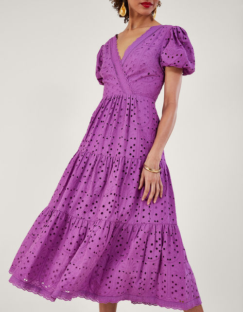 Fabiola Broderie Dress Purple