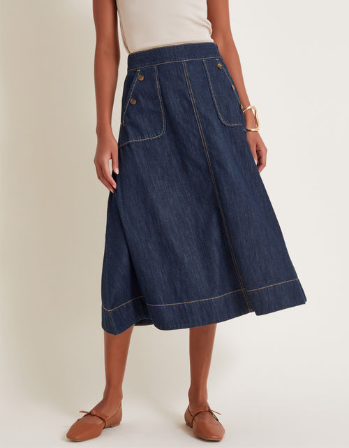 Harper A-Line Denim Midi...