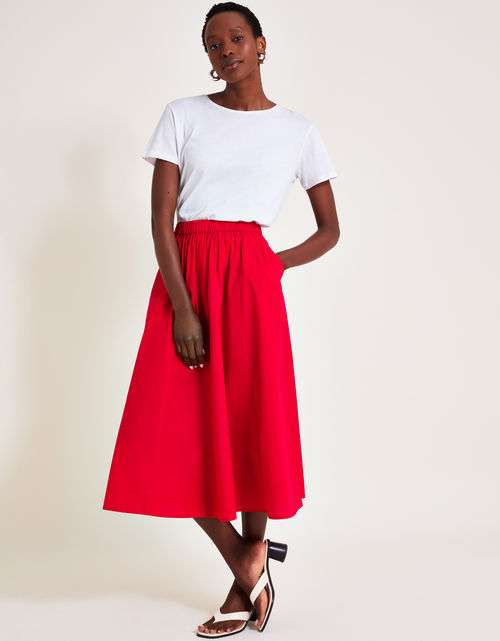 Rachel Poplin Skirt Red