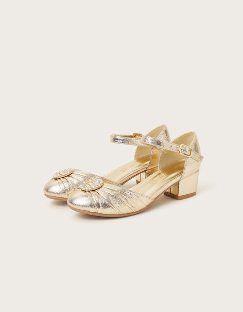 Pleated Two-Part Heels Gold