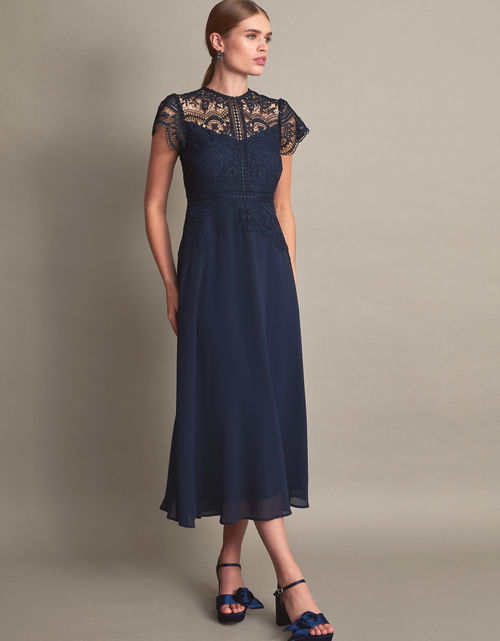 Monica Lace Midi Dress Blue