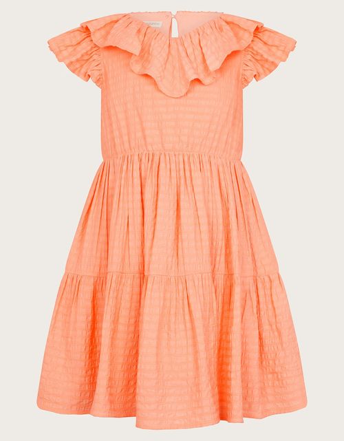 Woven Ruffle Dress Orange