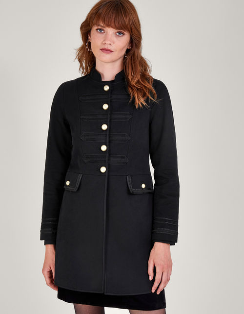 Longline Military Jacket Black