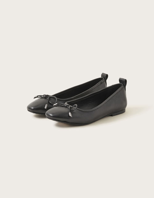 Metallic Leather Ballet Flats Pewter