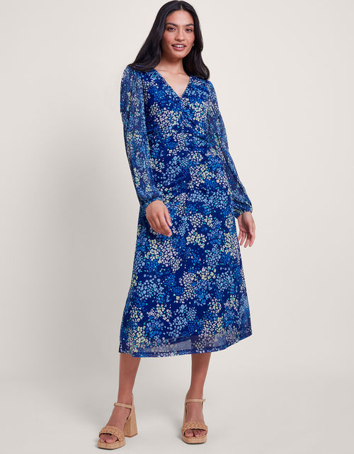 Micola Print Mesh Dress Blue