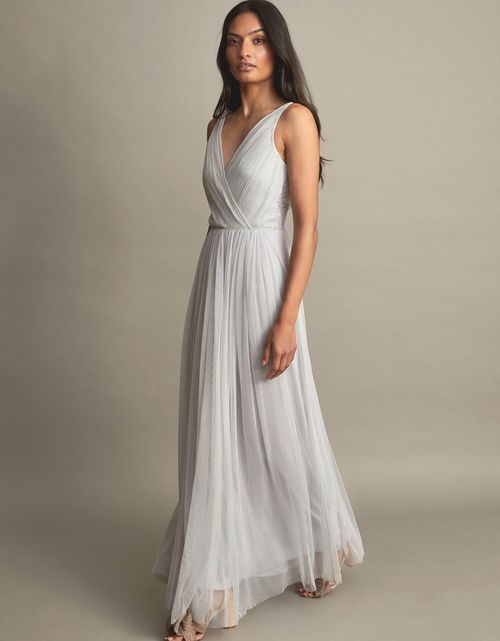 Anne Mesh Maxi Dress Silver