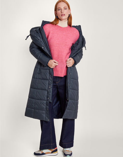 Penelope Belted Quilted Coat with Recycled Polyester Brown