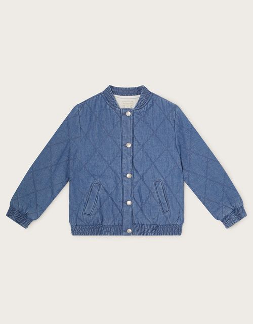 Denim Quilted Bomber Jacket...