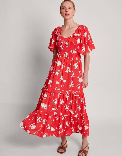 Lily Tiered Ruffle Dress Red
