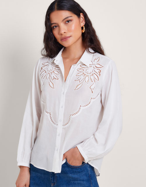 Flora Cutwork Shirt White