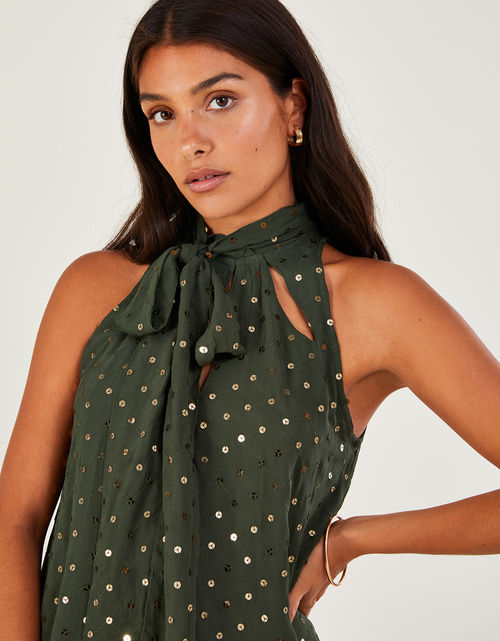 Christina Embroidered Top in Sustainable Viscose Green