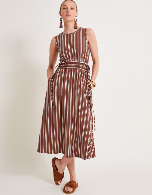 Stripe Jersey Dress Brown