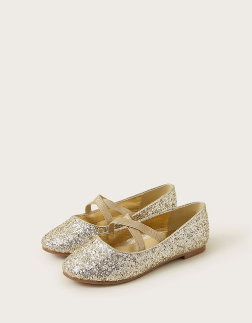 Glitter Ballerina Flats Gold