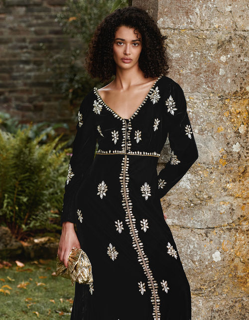 Vanessa Velvet Embellished Dress Black, Compare