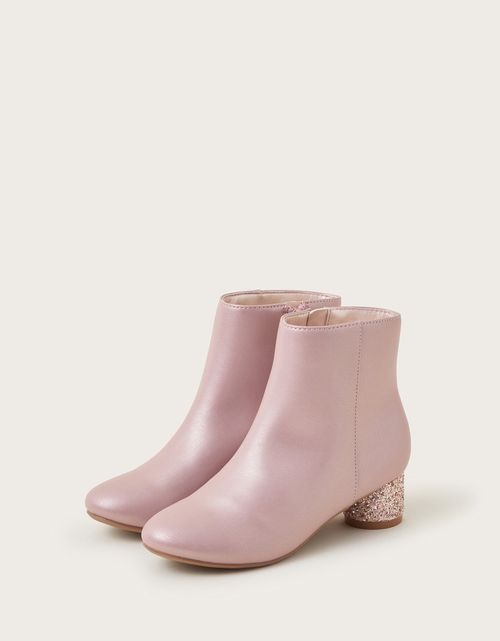 Shimmer Heel Boots Pink