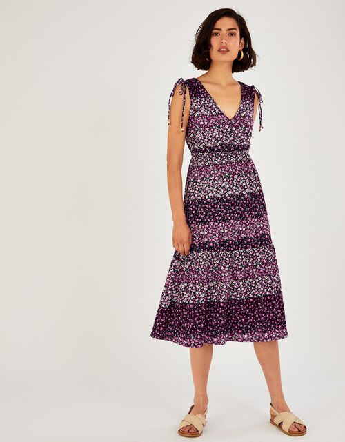 Ditsy Panel Sleeveless Midi...