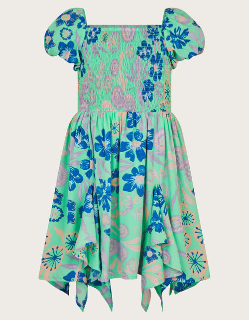 Retro Floral Dress Green