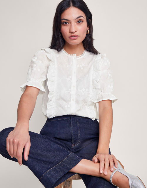 Iris Embroidered Blouse White