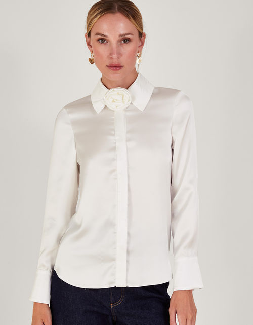 Iva Lace Trim Blouse Ivory