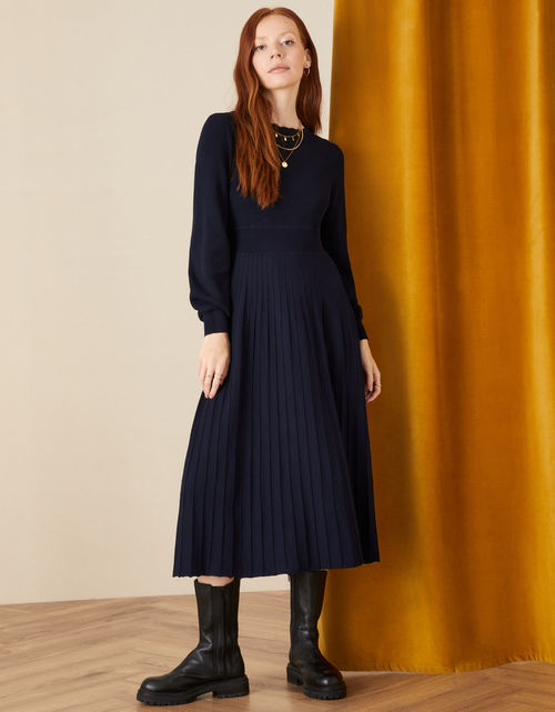 Sophie Scallop Neck Dress Blue