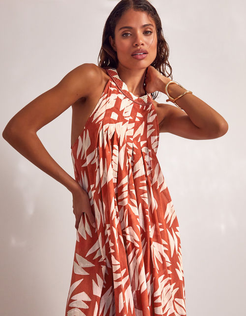 Shelly Sleeveless Printed Maxi Dress Orange