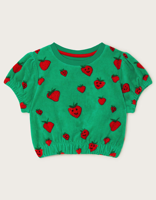 Strawberry Print Velour Top...