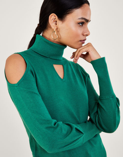 Cold-Shoulder Roll Neck...