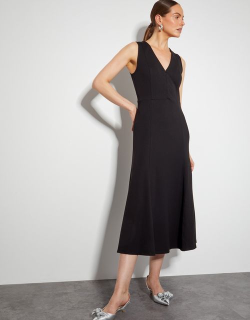 Polly Ponte Midi Dress Black