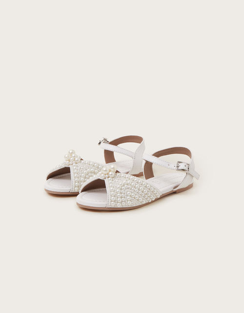 Pearly Strap Sandals Ivory