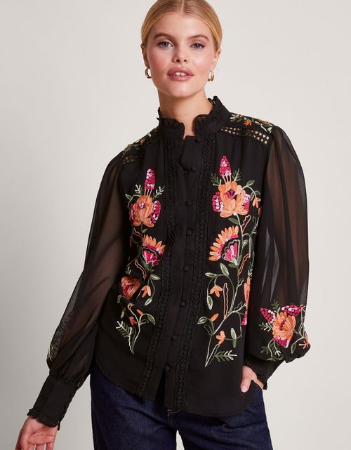 Matilda Embroidered Blouse Black