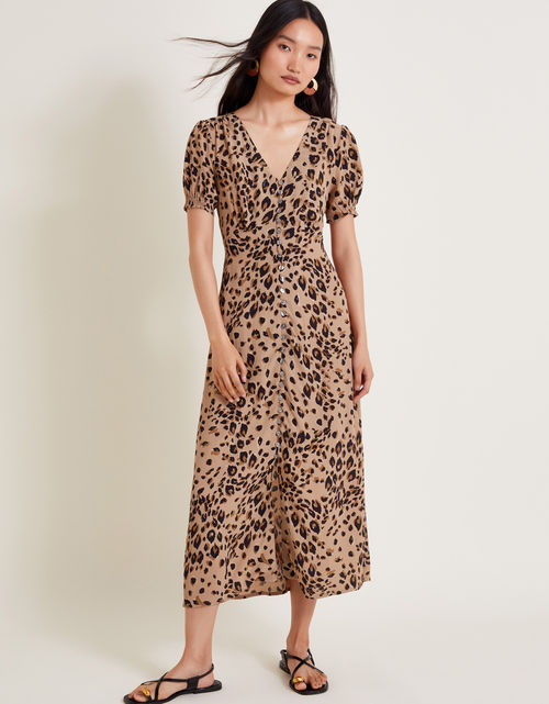 Raife Midi Leopard Print Tea...